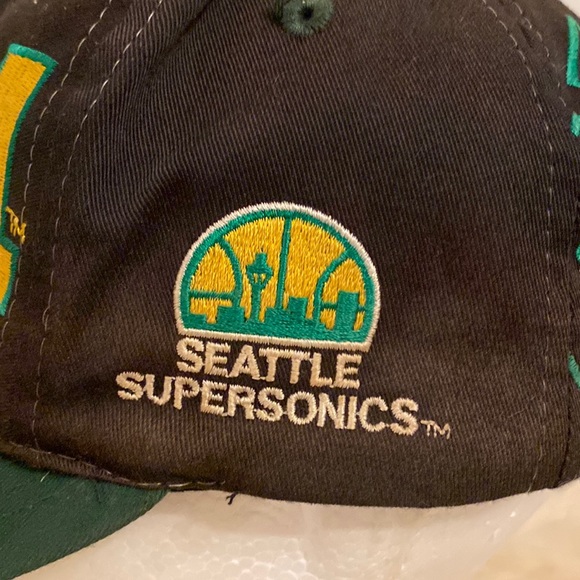 Seattle SuperSonics Vintage 90s Big Logo Athletic Hat Snapback Cap Sonics - Picture 6 of 17